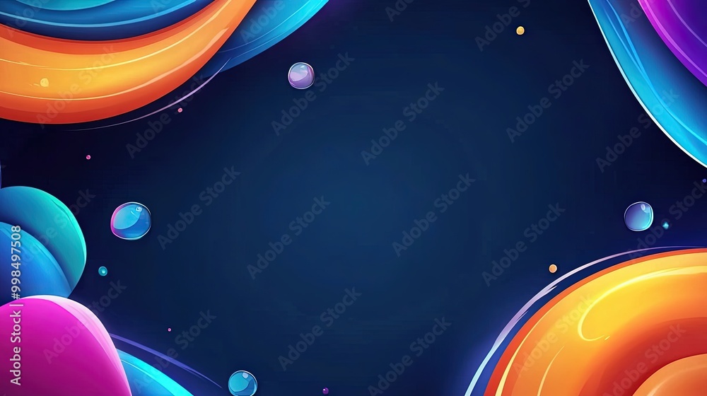 Poster Colorful abstract background with soft gradient waves and bubbles for creative design.