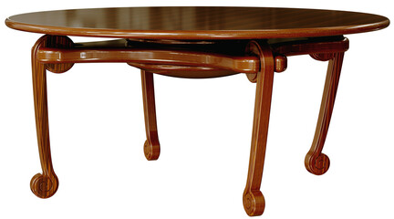 Coffee wooden table. Isolated. Transparent background. 3D Render.