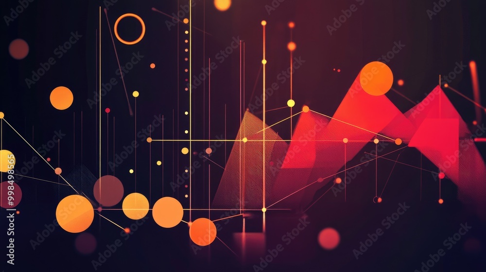 Poster a dynamic geometric infographic displaying statistics and data in a visually engaging manner.