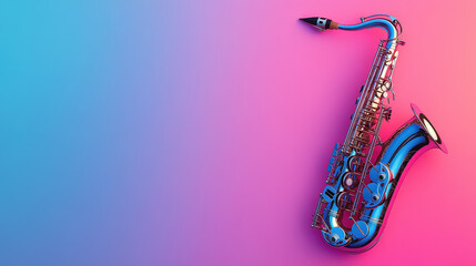 isolated saxophone with abstract question mark symbol, jazz music icon, 3D vector illustration