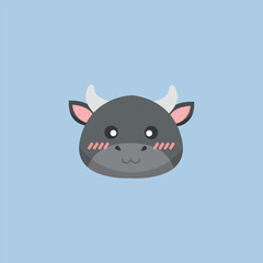 cute buffalo head in flat vector design.
