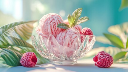 Stock photograph of strawberry ice cream in HD 8K