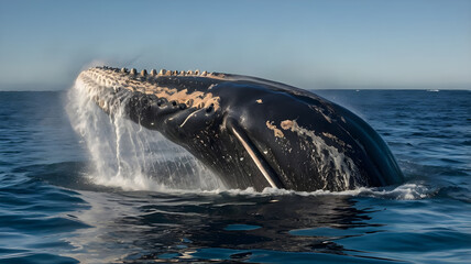 Fototapeta premium A southern right whale surfacing from the depths