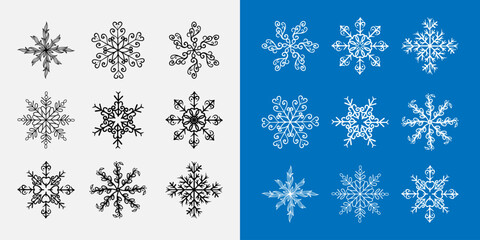 Collection of cute hand drawn snowflakes