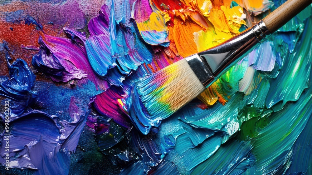 Poster bright splashes of color fill the palette as the brush glides across the canvas, crafting lively abs