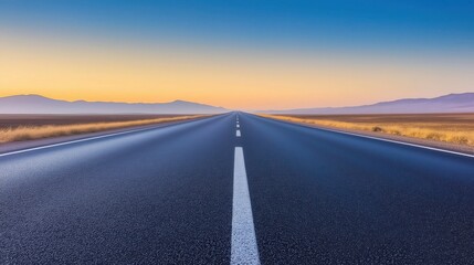 Fototapeta premium Empty Highway at Dawn Stretching into the Horizon