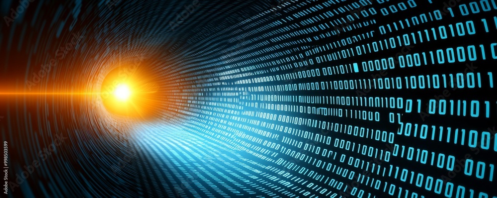Poster futuristic digital tunnel of binary code
