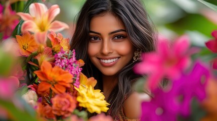 Naklejka premium Elegant Indian Woman in Modern Fusion Outfit