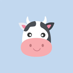 Cute smile cow head in flat vector design.