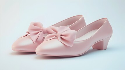 Classic Ballet Flats in Soft Pink Hue with Detailed Bow Accent on Pristine White Background