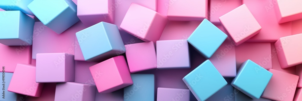 Poster abstract background with pastel color blocks in the form of cubes