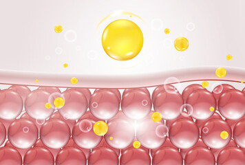 3d serum bubble on skin skin nutrition concept