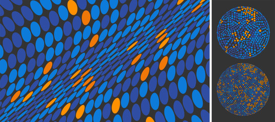 Wavy dotted background. Abstract polka dots pattern. Many circles of different sizes in the form of circle. Vector illustration for cover, poster, banner or flyer. © Login