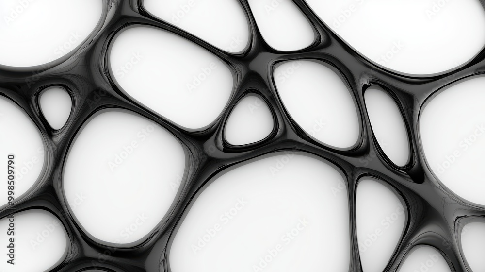 Wall mural an intricate organic pattern with black outlines and white spaces, creating an abstract structural d
