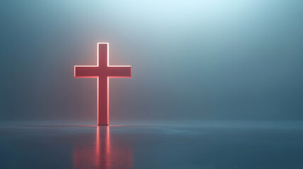 Obraz premium Christian cross, glowing with divine light, heavenly background