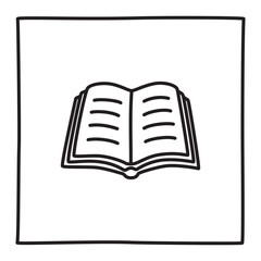 Doodle book icon hand drawn with thin line in minimalistic style. School, colledge education symbol. PNG isolated on transparent background and vector illustration