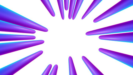 3D Fluid Blue Rays Zoom in Motion Effect, Purple Smooth Light Gradient Isolated on White Background, Vector Illustration