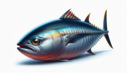 tuna on white background