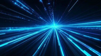 Obraz premium Dynamic Futuristic Neon Digital Background with Glowing Blue Lines and Gradient for Technology Campaigns