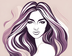 Woman with long hair Beautiful woman Illustration background