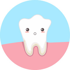 Cute tooth with tartar. Vector illustration.