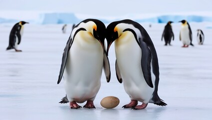 penguins on the snow