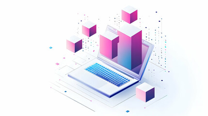 Fototapeta premium Isometric Cubes Over a White Background in Minimalistic Style