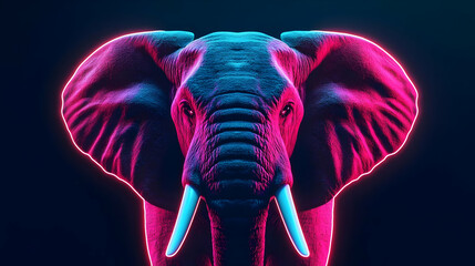 Colorful Minimalistic Elephant Portrait in High Resolution