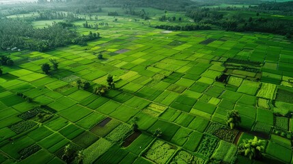 Agro culture, green fields, nature, view from above