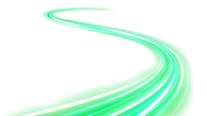 Green Light Trails, Isolated on White Background, Vector Illustration © Rendix Alextian
