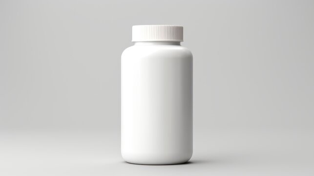 mock up white plastic medicine bottle Isolated on a white studio background