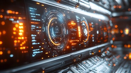 Obraz premium Futuristic smart home control panel of home appliances, sleek and modern digital interfaces perfect to create product designs or as part of smart home technology advertisements to attract consumers.