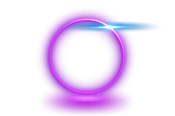 Violet Ring Light Effect Isolated on White Background, Vector Illustration