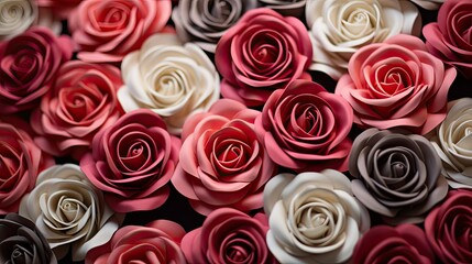 Valentine's day background with red and pink rose flowers
