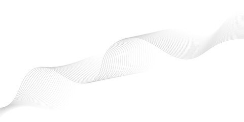 Gray wave curve lines abstract background with flowing particles. Digital energy waves technology concept. Modern backdrop design for business, presentation, banner.