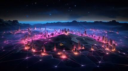 worldwide network connection, digital art illustration