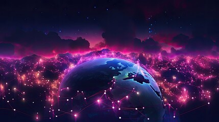 worldwide network connection, digital art illustration