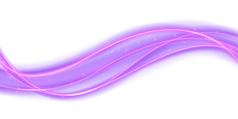 Abstract Violet Wavy Line of Light Isolated on White Background, Vector Illustration