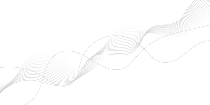 Gray wave curve lines abstract background with flowing particles. Digital energy waves technology concept. Modern backdrop design for business, presentation, banner.
