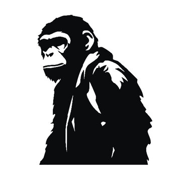 recommend clip art: Chimpanzee Silhouette Vector Illustration – Unique Animal Design Element