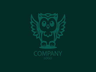 Vector Logo of a Cute Cartoon Owl, the Smart One Flying High, Illustration of an Owl Flying, an Excited Ghost in the Air
