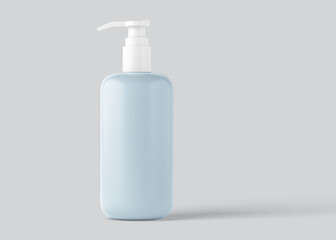 Cosmetic bottle without label, plastic bottle with dispenser mockup for liquid soap, shampoo, shower gel, lotion, body milk isolated on white background.