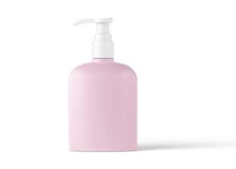 Cosmetic bottle without label, plastic bottle with dispenser mockup for liquid soap, shampoo, shower gel, lotion, body milk isolated on white background.