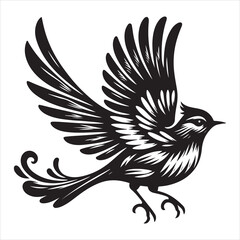 Majestic Bird in Flight - Monochrome Art Illustration