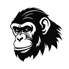 Minimalist Chimpanzee Silhouette Vector Illustration