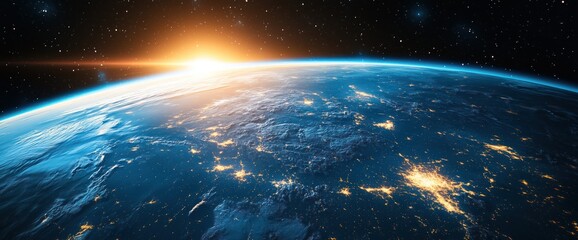 Obraz premium A view of the Earth's surface and atmosphere from outer orbit