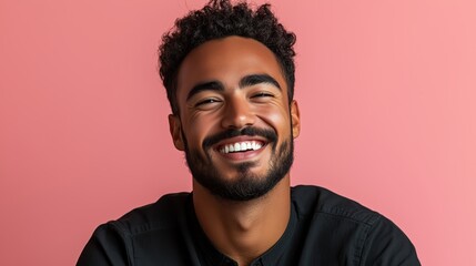 Obraz premium Portrait of a happy handsome man in a shirt with laughing