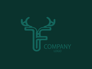 Letter F with Branched Deer Antlers Symbol of Strength and Grace Vector Logo Letter F Shaped with Forest Style F Deer Antlers