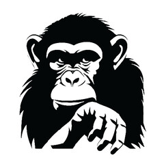 Chimpanzee Silhouette Vector – Wildlife-Themed Illustration for Creative Use