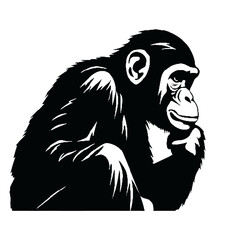 Chimpanzee Silhouette Vector Art – Ideal for Wildlife and Nature Projects